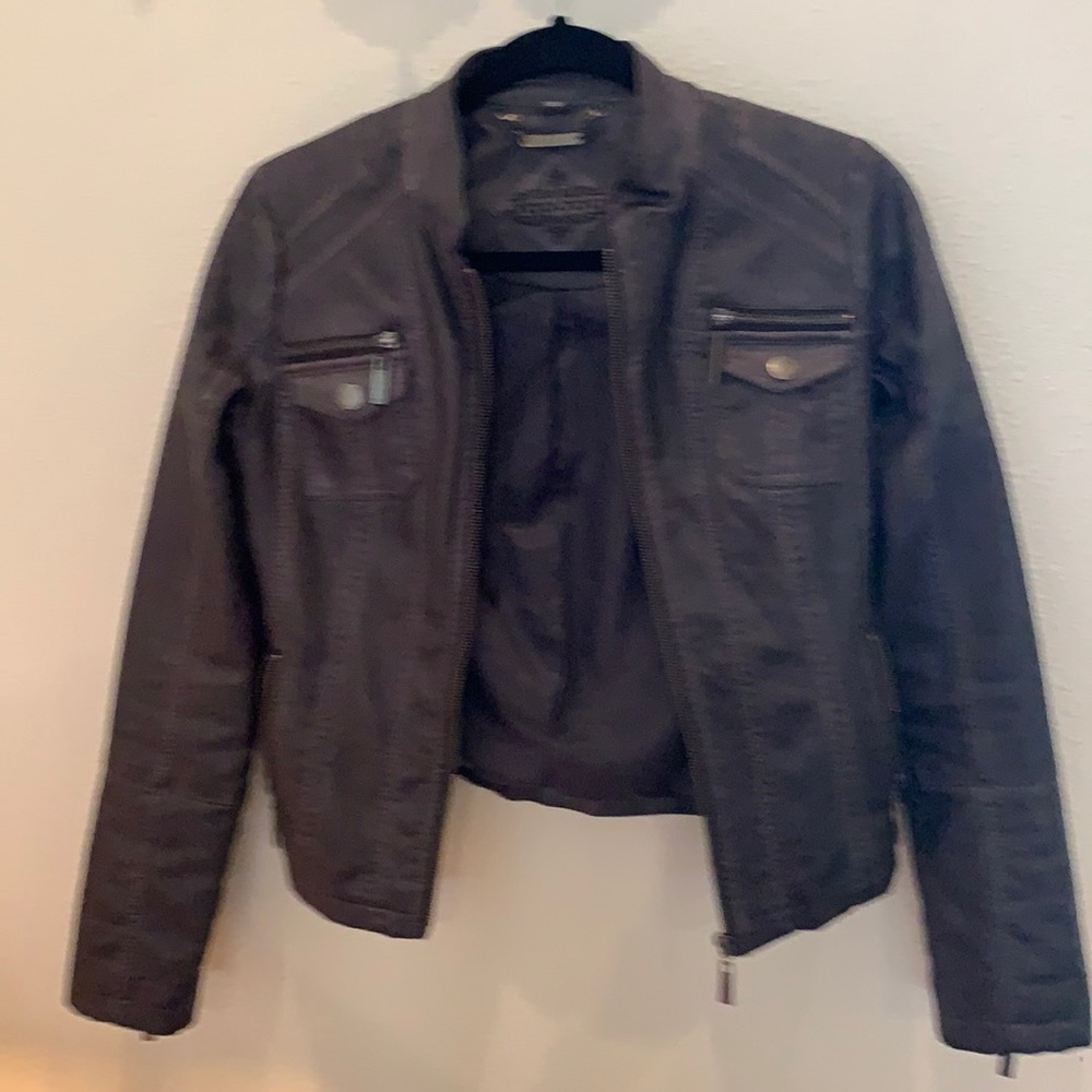 Gunmetal Gray Faux-Leather Jacket